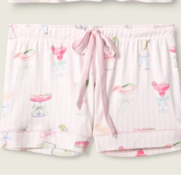 P.J. Salvage Sleep Shorts Pink White Cocktail Print Size XS Lounge - Picture 6 of 6